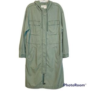 Treasure & Bond Long Full Zip Up Snap Hoodie Drawstring Lightweight Coat S